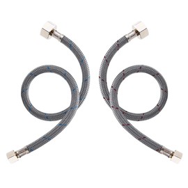 WOWOW 60" Length Faucet Supply Line, Bathroom Kitchen Faucet Lines Braided Nylon Sink Hose with 3/8-Inch Female Compression Thread x 1/2" Comp 2Pcs (1 Pair)