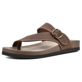 WHITE MOUNTAIN Women's Carly Footbed Sandal, Brown/Leather, 8 M