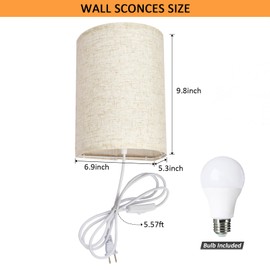 XIEYOR Plug in Wall Sconce, 3 Colors Wall Sconces Set of Two, Industrial Plug in Wall Light, Wall Sconce Lighting On/Off Switch Vintage Wall Lamp for Bedroom Living Room Hallway Porch