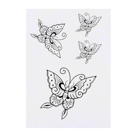4 x 'Oriental Butterfly' Temporary Tattoos - Water Resistant, Skin-Safe, Non-Toxic Transfers, Mixed Sizes (TO00074632)