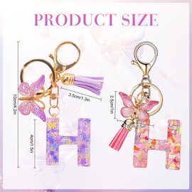 MIANRUII 2 x Key Fob Women's Key Fob Alphabet Key Ring Butterfly Key Ring Women's Key Ring with Initi, Pastel Violet-7