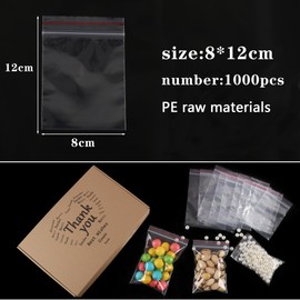 newlng 1000pcs Small Zip Closure Bags 8 cm x 12 cm Resealable Plastic Bags with Zip Closure Small (Available in Various Sizes)