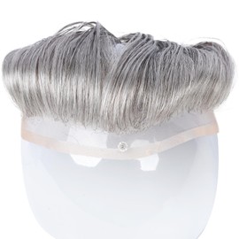 Amiable Men Forehead Hairline Toupee 100% Human Hair French Lace Frontal Hairpiece for men Natural Hairline V-Shape Replacement System Toupee for Men human hair #1B80