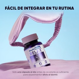 MultiBlue - RELAX | Fórmula de Glicinato de Magnesio, GABA, L-Teanina, Manzanilla y 5HTP | Con Magnesio Glicinato y Vitaminas | 30 Cápsulas - 1 diaria | Veganas, Sin Gluten, Libres de OMG y Naturales