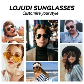 LOJUDI Pilot Sunglasses Mens Womens - Polarised for Vintage Metal Frame Retro Pilot Style Sun Glasses UV400 Protection-Night Driving Yellow