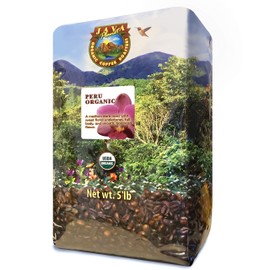 Java Planet, Organic Coffee Beans, Peru Single Origin, Gourmet Medium Dark Roast of Arabica Whole Bean Coffee, Certified Organic, Shade Grown at High Altitudes , 5 lb Bag