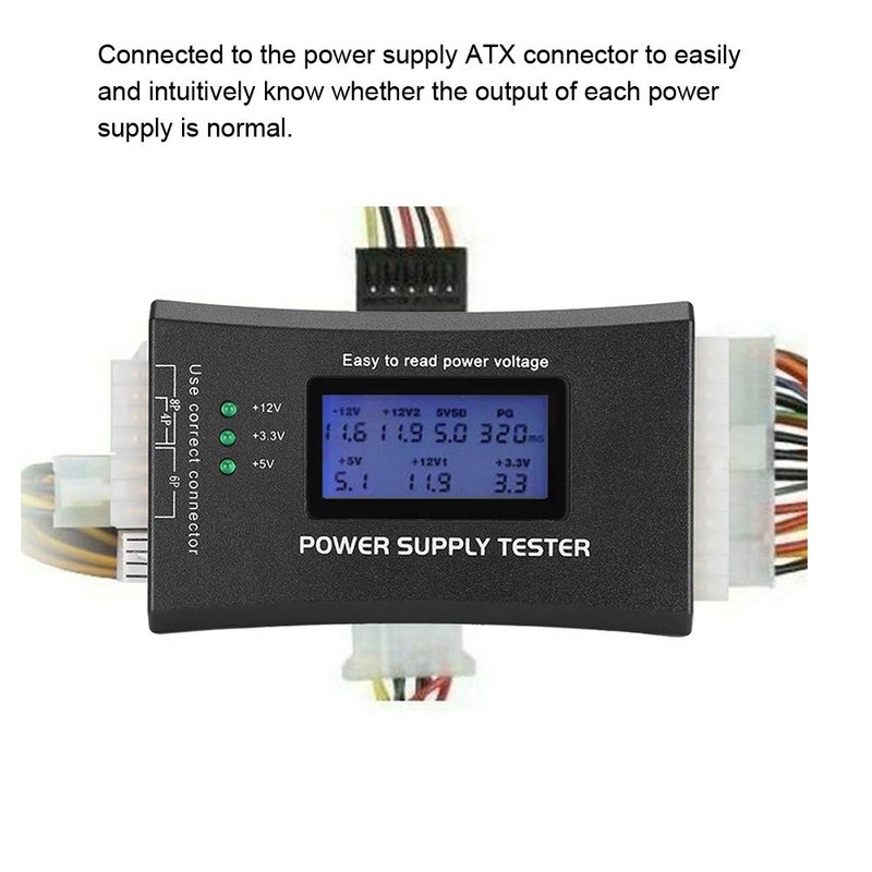 20/24 4/6/8 Pin Computer PC Power Supply Tester with LCD