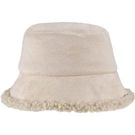 KharmLaddy Women Winter Bucket Hat Suede Faux Fur Wool Warm Fisherman Basin Cap Warm Wide Brim Hat for Girls White