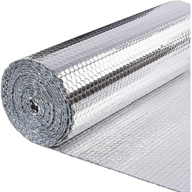 Double Reflective Bubble Foil Insulation Poly-Foam, Aluminum Foil Thermal Insulation Radiant Barrier for Windows, Garage Door, RV, Roof (12IN X 100FT) (R7-21) (Fireproof)