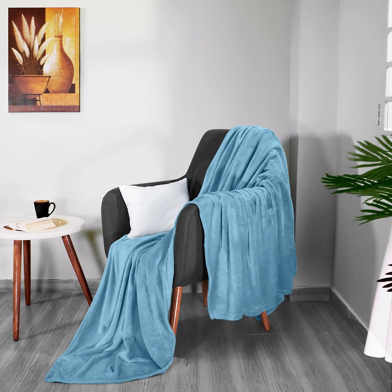 Utopia Bedding Fleece Blanket King Size Washed Blue 300GSM Luxury
