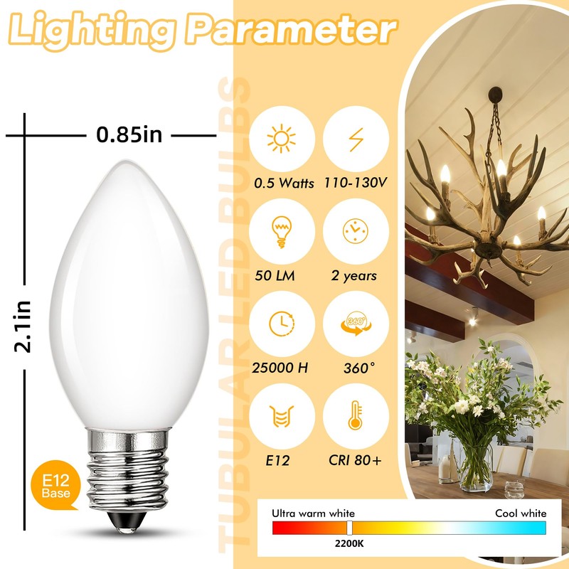 Grensk Low Watt Led Light Bulbs 0.5W Equivalent 5W Incandescent