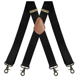 JFFCESTORE Men's Suspenders Heavy Duty 4 Hook Suspender Adjustable Elastic Braces 1.4 Inch Wide for Big and Tall Men (Black)