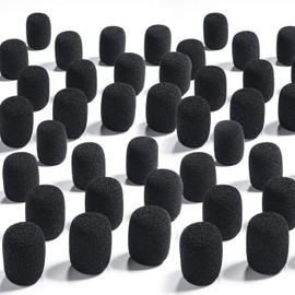 Microphone Kit, 50pcs Foam Microphone Windshields for Various Headphone Microphones, 2pcs Microphone Waist Packs for Fitness Trainers, Teachers, Singers, Speakers, Theater Actors, Classic Black
