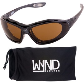 WYND Blocker Kraken Motorcycle Riding Glasses Extreme Sports Wrap Dry Eye Sunglasses (Model 336 - Obsidian Crystal, Amber)