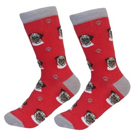 Pug Socks - Fun Unisex Socks - Crazy Pet Lover - Novelty Socks Funny Gifts for Dog Lovers - Cute Dog Pattern - Casual Crew Socks - One Size Fits most