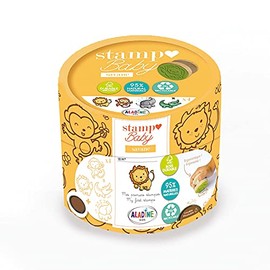 ALADINE 3003151 Stamp Set Baby Eco Wooden Stamp for Children from 18+ Months, Savannah, 13.5 x 13.5 cm