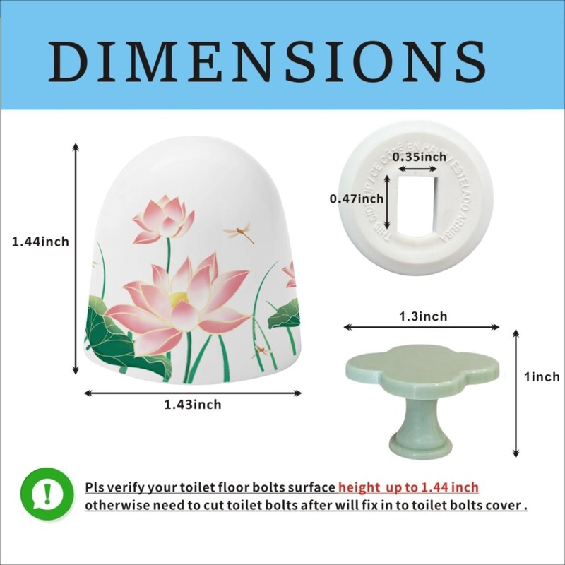 Beaspecal 2Pcs Toilet Bolt Caps with Elegant Pattern,Lotus Flower Pattern