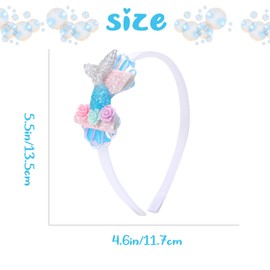 Mermaid Headbands for Girls Cute Headbands Blue Headband for Women Non-slip Hair Bands Glitter Hair Band Summer Hair Wear Back to School Headbands Flower Hair Accessories for Hair Styling 1Pcs