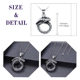 Feilok Men's Stainless Steel Necklace Chain 23" with Pendant Snake for Men Man Boys Kids