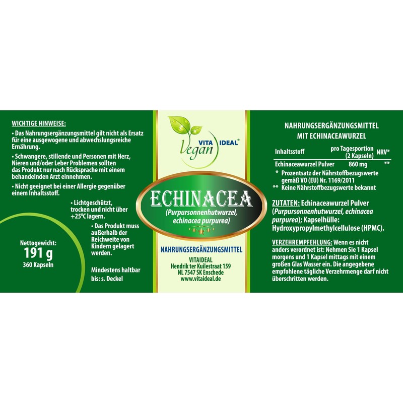 VITAIDEAL VEGAN® Echinacea root (purple coneflower root) "SPAR-POT" 2 x