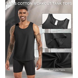 Boyzn 3 Pack Cotton Workout Tank Tops for Men, Gym Athletic Muscle Tank Tops for Men, Training Bodybuilding Running Tank Tops Black/Navy/Red-3P02-M