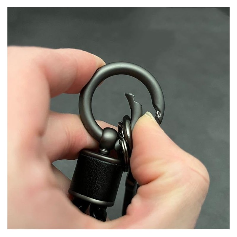 Rockyu Keychain, Men's, Women's, Genuine Leather, Braided Leather Key Ring,