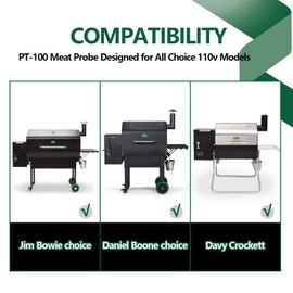 PT-100 Meat Temperature Probe Replacement Parts for Green Mountain Daniel Boone Choice, Jim Bowie Choice and Davy Crockett Wood Pellet Grill Smokes, Meat Probe Fits for GMG All Choice 110v Models