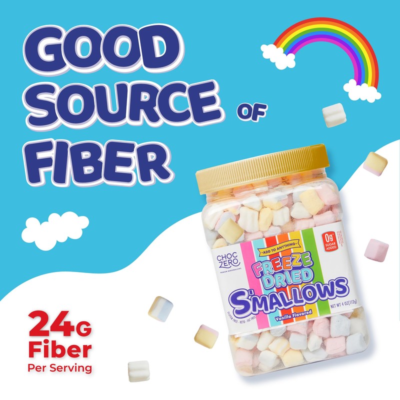 ChocZero Freeze Dried Marshmallow Bits, Sugar Free, High Fiber, Fun