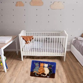 Latch Hook Rug Kits Crocheting Carpet Rug Cats Acrylic Yarn Pre-Printed Canvas Cushion Mat Crochet Tapestry Sofa Decor