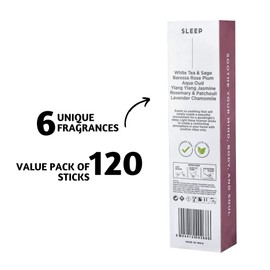 Folkulture Incense Sticks - Set of 6 Insenses (120 Sticks) - Rosemary, Pathcouli, Jasmine, Aqua Oud, Lavender, Sage Incense Sticks Variety Pack - Farmhouse Gift Set, Natural and Non Toxic (Sleep)