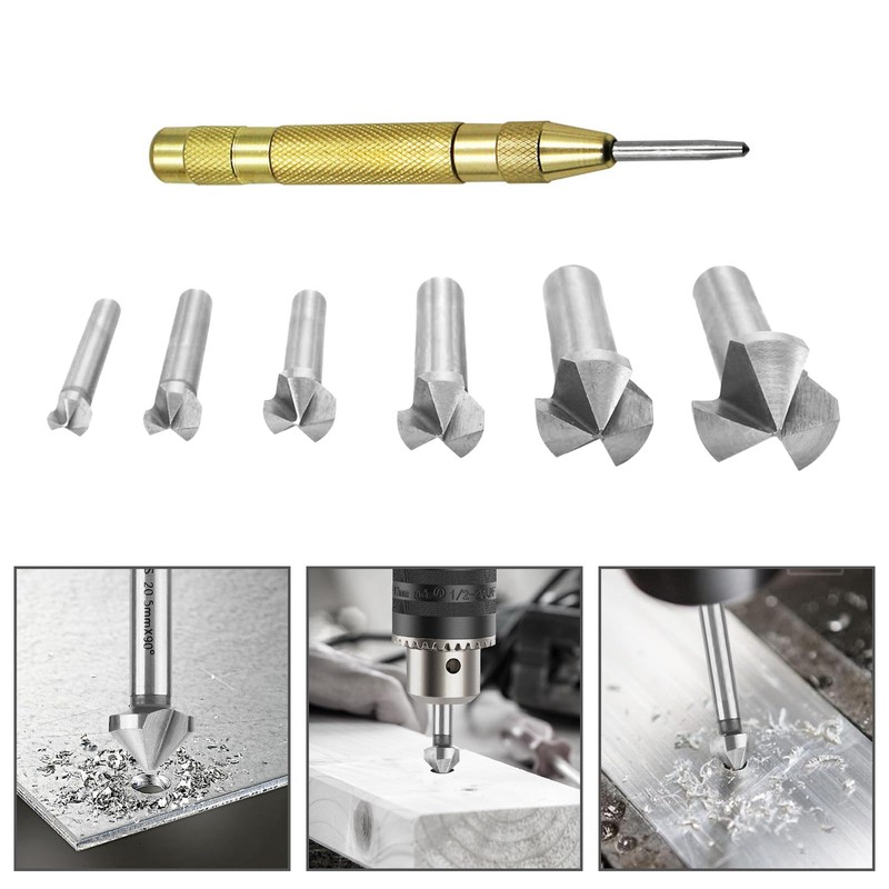 NIYATA 6 Piece 90° Countersink Set, HSS Countersink Set, Steel