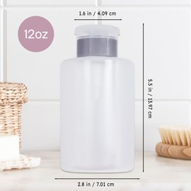 12oz Push Down Pump Dispenser Flip Top Cap Refillable Empty Bottle - Color: Gray - Lockable Travel Cosmetic Packaging Empty Bottle for Nail Polish Manicure
