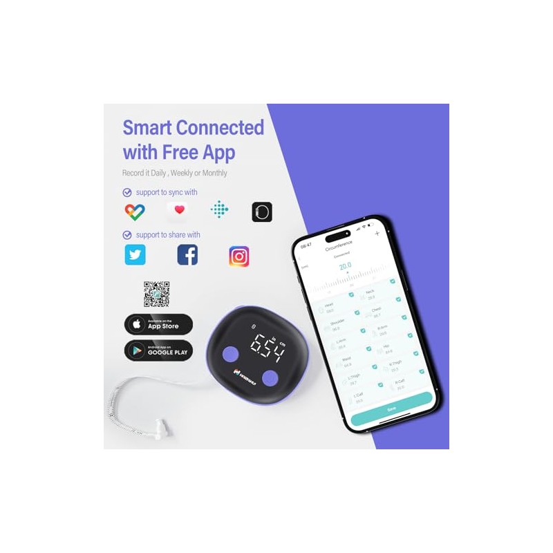 Fitdays - Cinta métrica inteligente para el cuerpo con aplicación