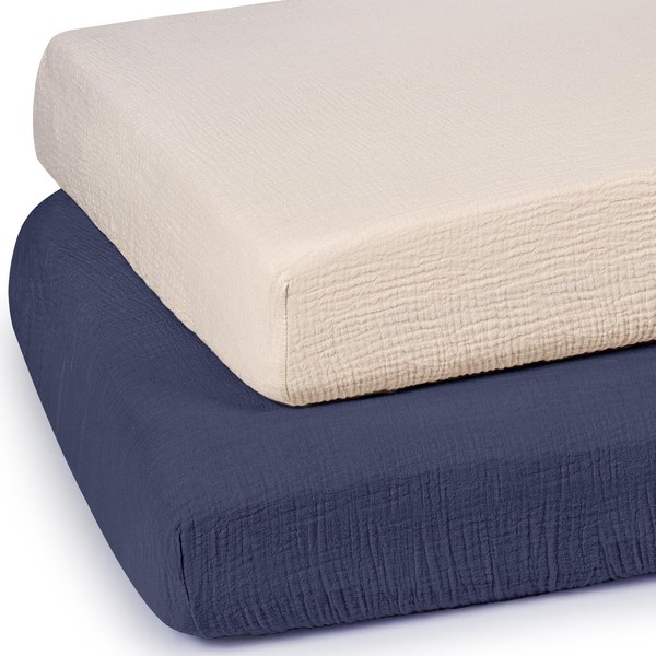 lulumoon Baby Muslin Crib Sheets - Toddler Cotton Fitted Crib
