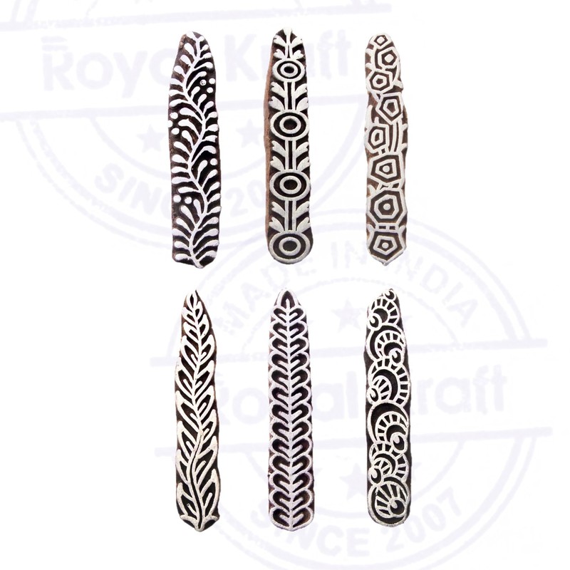 Fabric Wood Stamps Decorative Border Design Printing Blocks (Set of