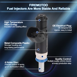 Fuel Injector Pack of 4 Compatible with Chrysler 200 2011-2014 Sebring 2007-2010 for Dodge Avenger 2008-2014 Caliber 2007-2012 Journey 2009-2015 for Jeep Patriot Compass 2007-2017 2.0L 2.4L L4 4 Holes