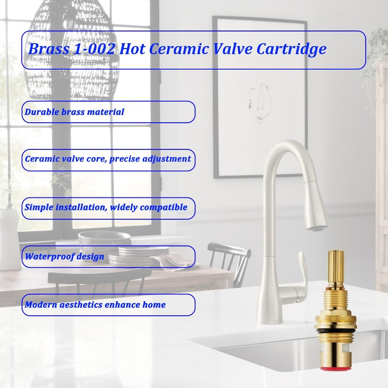 Brass 1-002 Ceramic Valve Cartridge, Compatible With Brass 1001 Ceramic