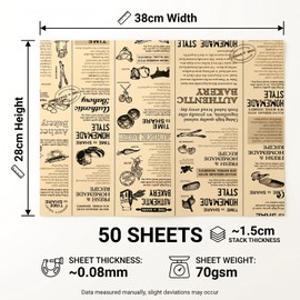 50 Pcs Greaseproof Baking Paper Sheets