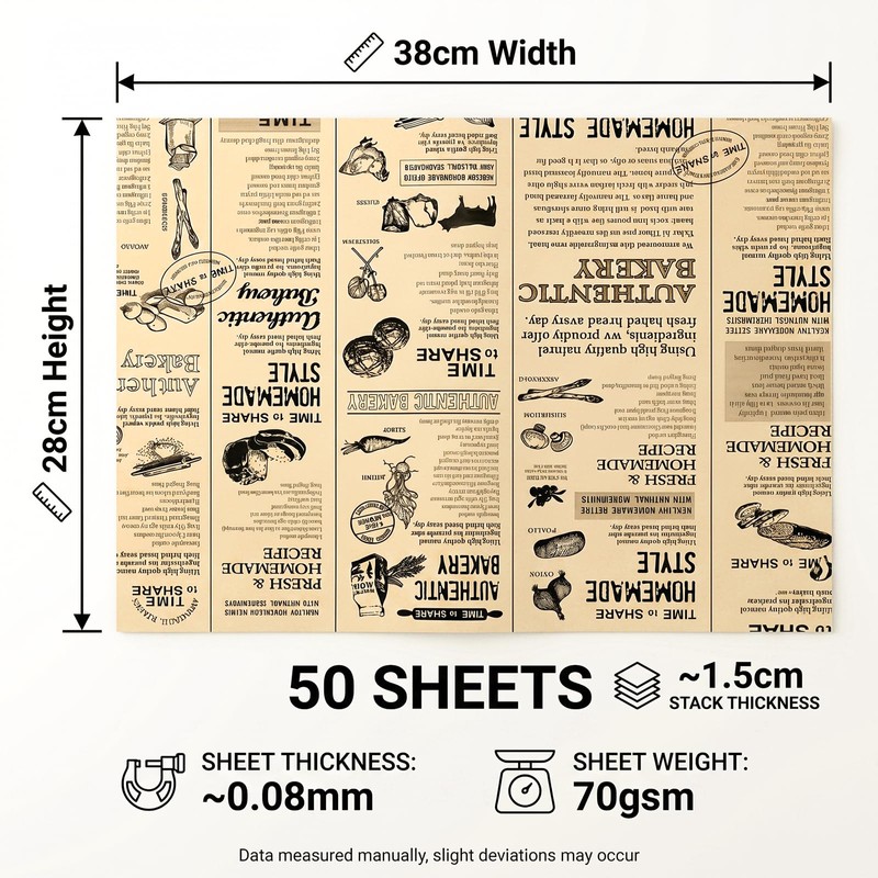 50 Pcs Greaseproof Baking Paper Sheets