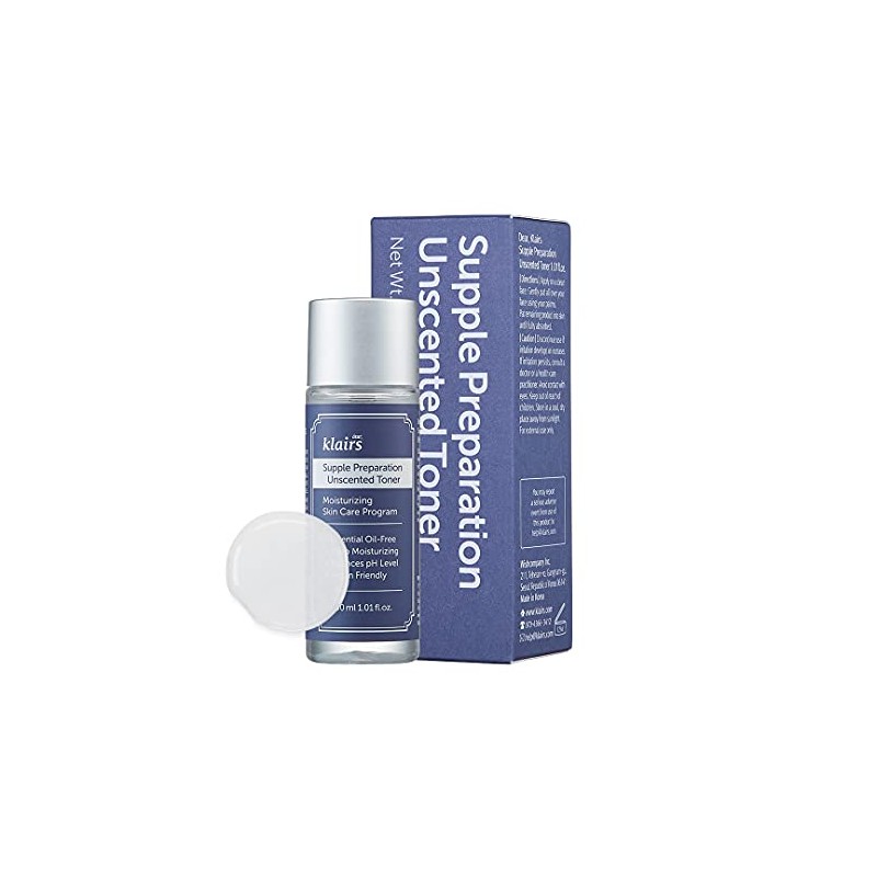 DearKlairs Supple Preparation Unscented Toner, Lightweight hydrating toner for sensitive