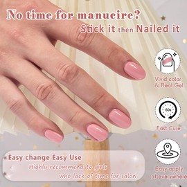 GelMala Gel Nail Strips Rosy Pink Solid Color Gel Nail Stickers Salon-Quality, Long Lasting, Easy to Apply & Remove -Gel Nail Strips for Nails Manicure Nail Wraps，Easy for begginners (Rosy Blush)