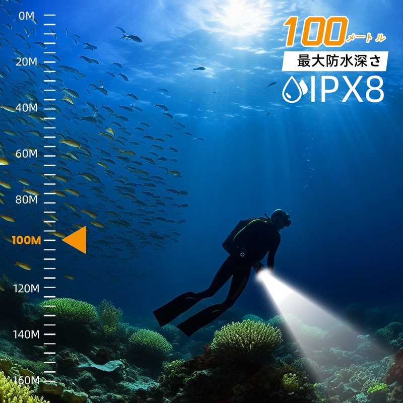 Wurkkos DL02 Diving Light, IPX8, 100 Meters Underwater Use, LED