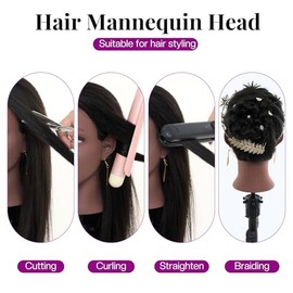 20 Inch Mannequin Head Human Hair with Stand,100% Real Hair Mannequin Head for Braiding,Cosmetology Manikin Doll Head for Styling with Mannequin Head 