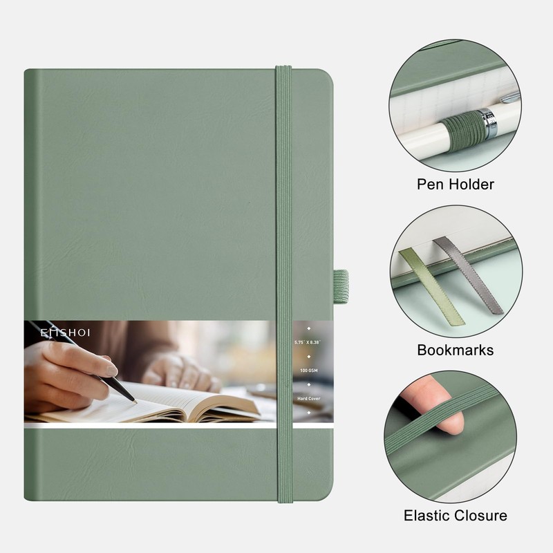 EMSHOI 400 Pages Notebook A5-100gsm Lined Journal Thick Notepad, Hardcover