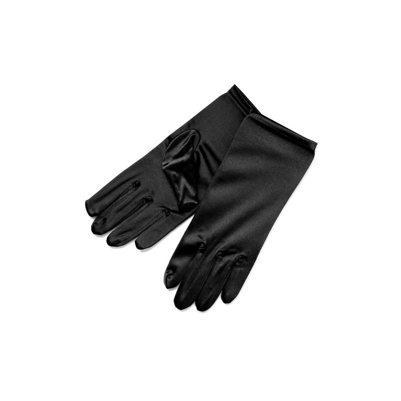 ZaZa Bridal Shiny Stretch Satin Dress Gloves Wrist Length 2BL-Black