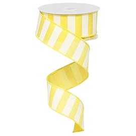Striped Burlap Wired Ribbon, Yellow and White, 1.5 Inches x 10 Yards) RX9148X7