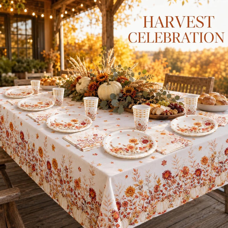 YESAH 53 Pcs Sunflower Party Tableware Set for 16 Guests,