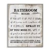 Stupell Industries Bathroom Rules Funny Word Wood Textured Design Gray