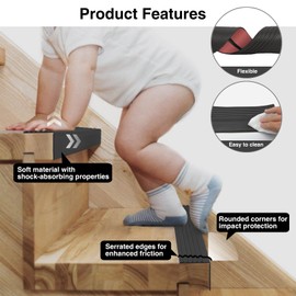 Non-Slip Step Edge Protector, Vinyl Stair Nosing - Self-Adhesive Anti-Slip Stair Nose Edging Trim, Stairway Nose Molding & Nosing Strip for High Traffic-Safety, Indoor-Outdoor Use(Black 2"×2",10Ft)