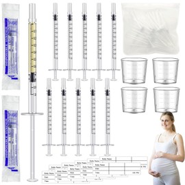 50PCS Colostrum Collector Set 1 ml Breast Milk Collector Breast Catcher with 60Pcs Stickers 4Pcs 20 ml Measuring Cups and 1Pcs Collection Bag Breastfeeding Colostrum Collection Gift Set
